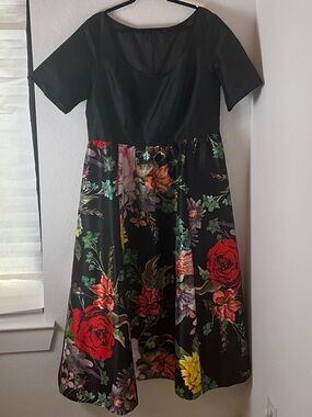 eShakti Maxi floral Black Dress conservative tradewife careerwear plussize 1X